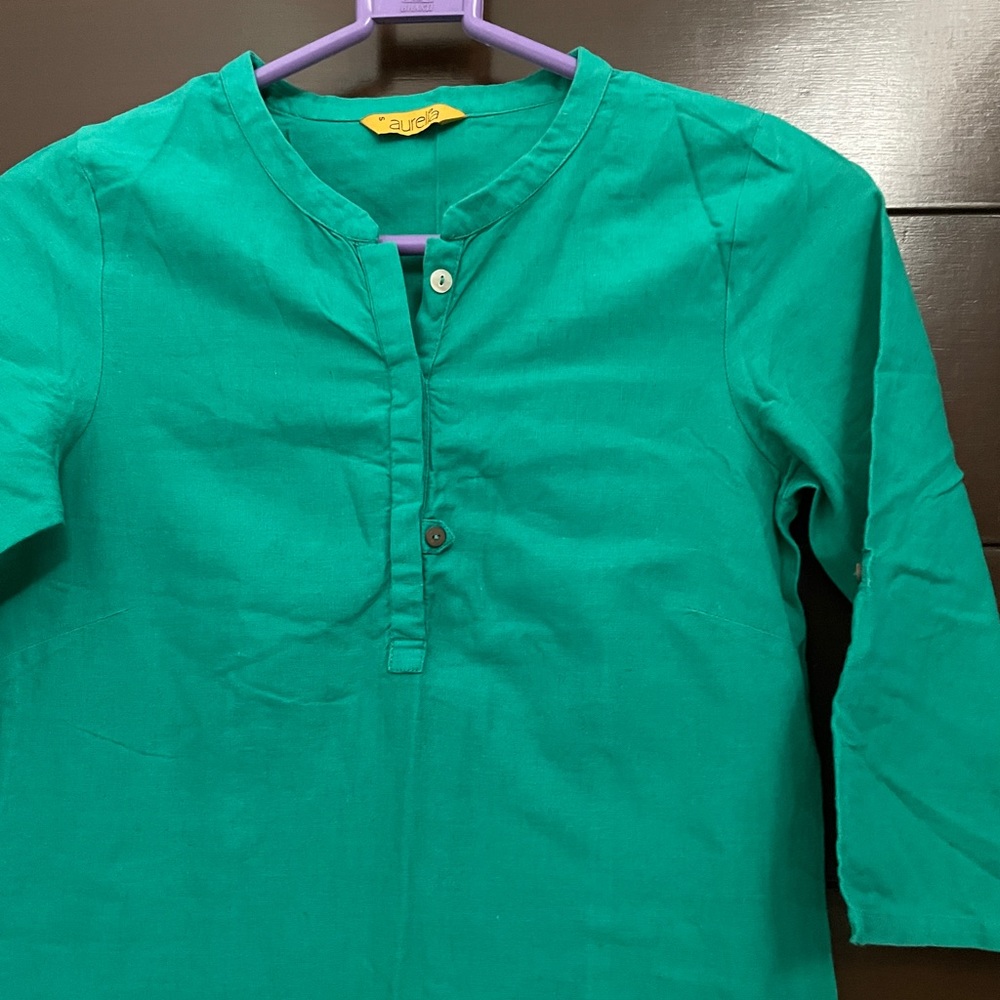 Green Cotton Kurti - Picture 1 of 12